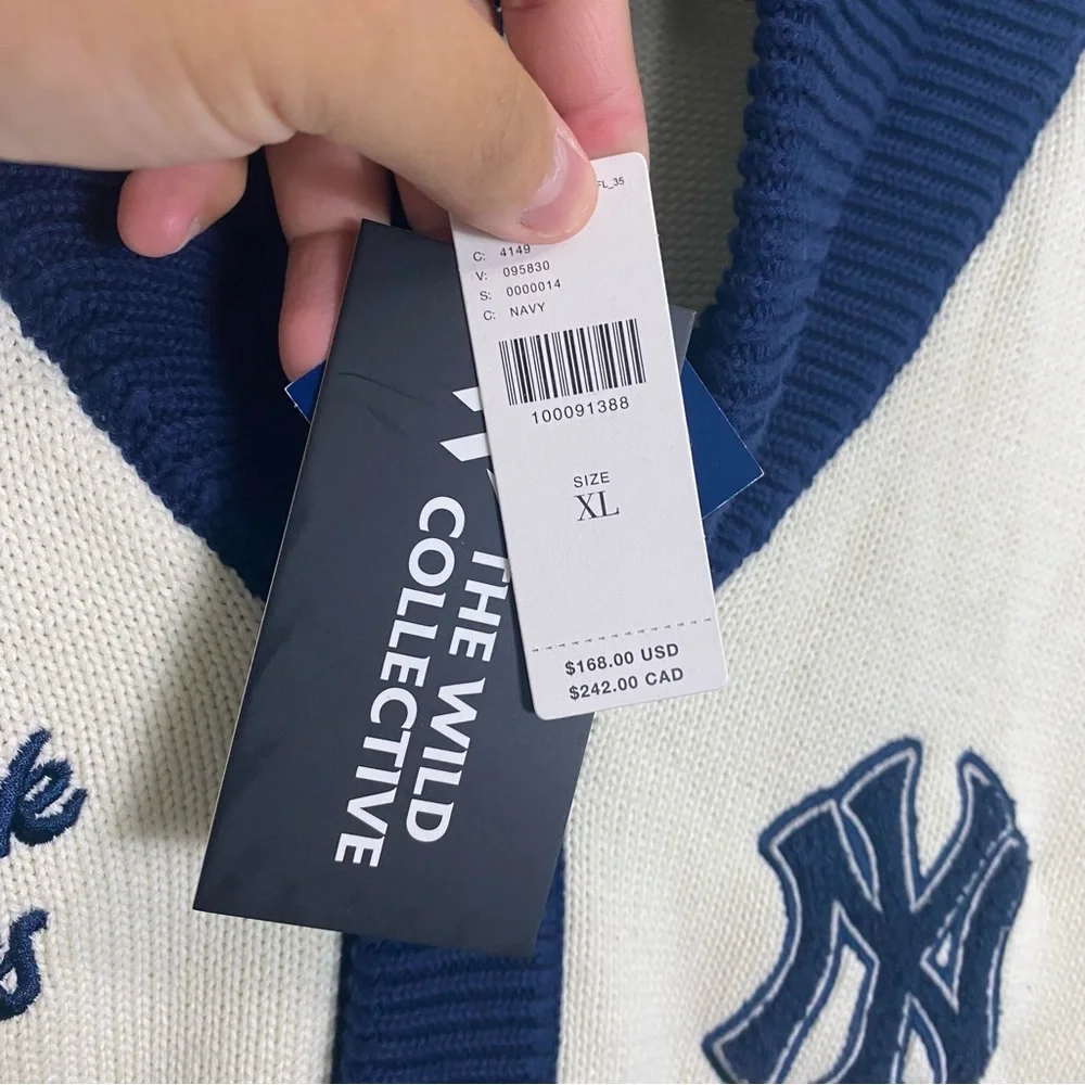Anthropologie The Wild Collective NY Yankees MLB‎ Cotton Cardigan Sweater XL